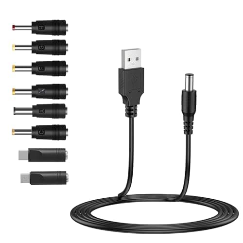 TecoKart® Multi Charging Cable – Universal 5V USB to DC Cable with 6 Connectors, DC 5V Charger Wire, USB Female to Male Extension Cord, DC Jack Connector for Trimmer, Camera & Electronic Devices