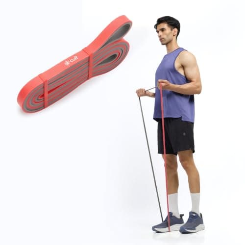 CULT Resistance Band 13MM (7-15Kgs), Latex-Free TPE Loop Band for Strength Training, Pull-Up Assistance, Mobility Exercises & Home Gym Workouts, Red & Grey