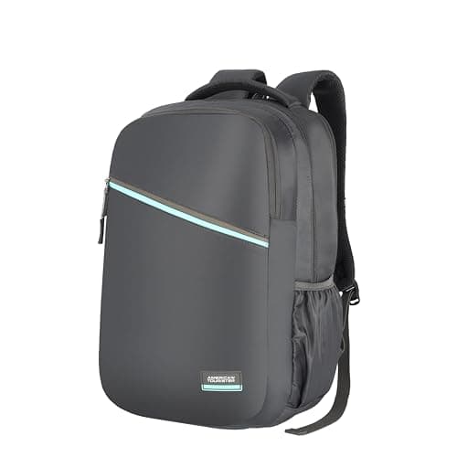 American Tourister Acton | 30L Backpack | 17" Laptop Bag | 3.5 Compartments | College & Office Backpack for Men and Women | Rain Cover Included | Grey | 1 Year Global Warranty