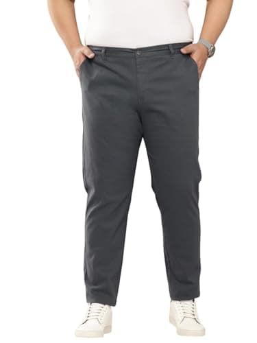 Thomas Scott Men's | Regular Fit | 100% Cotton | Soft Breathable | Chino | Trouser Pants for Men (Plus Size) (TSB095A_Steel_44)