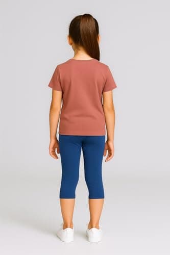 CHARM N CHERISH Girls Cotton Blend Leggings, 3/4th (in, Age, 11 Years, 12 Years, Regular, Navy Blue) 4