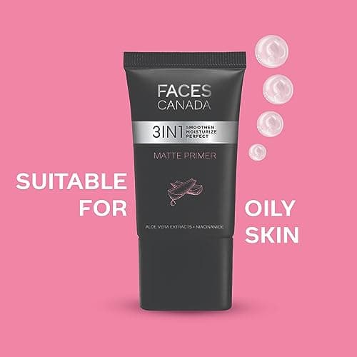 FACES CANADA Matte Primer, 30g | Oil-Free Matte Finish | Lightweight Gel Texture | Smoothens & Moisturizes Skin | Niacinamide, Hyaluronic Acid, Vitamin A, C & E | No Alcohol & Parabens 5