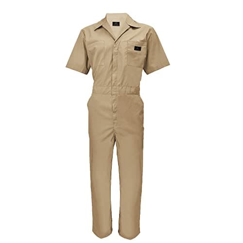 ACTIVE UNIFORMS Coveralls Workwear Men Short Sleeve Coveralls, Khaki, X-Small