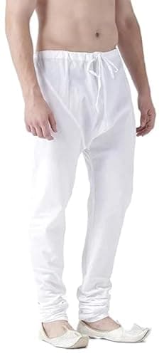 TMT HUB Men’s Pure Cotton Churidar Pajama – Soft & Comfortable White Bottom Wear for Ethnic Outfits | Skin-Friendly Fabric | Ideal for Kurta, Sherwani & Traditiona