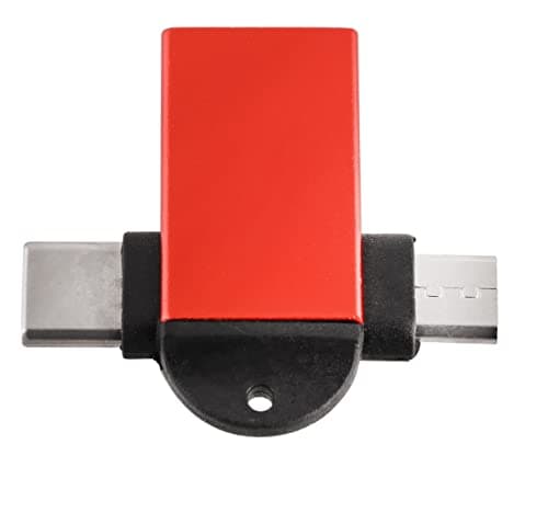 JGD Products 2 in 1 (Red) OTG Adapter Micro USB+USB Type C to USB Female Connector, OTG Pen Drive Adapter to Mobile Connector Type C, Compatible with All Devices 2