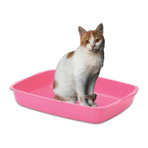 Savic Cat Litter Tray for Indoor Cats, Open Easy-Clean Cat Toilet Box with Low Entry Design, Hygienic Durable Plastic Litter Tray for Daily Use – 15 Inch, Assorted Colours