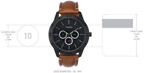 TIMEX Analog Watch for Man with Blue Round Dial & Tan Leather Strap Band Water Resistant Men's Wrist Watches - TW000U913 3