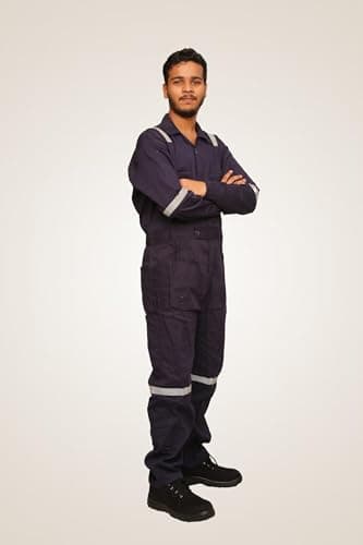 HABIL Industrial Workwear/Coverall/Boiler Suit, Poly-Cotton, 180 GSM (Large) Navy Blue 2