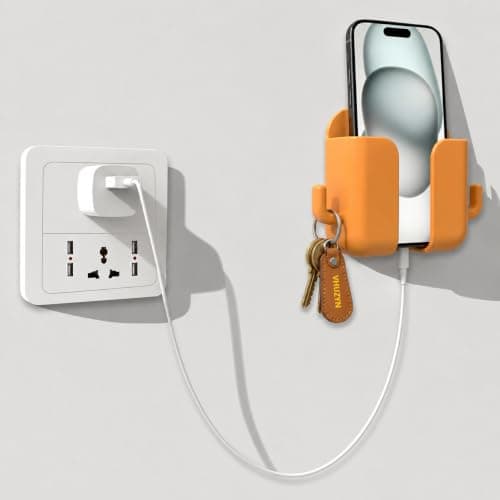 VHUZYN Wall Mounted Mobile Holder Storage Case for Remote, Wall Mounted Hook Mobile Stand/Multi Purpose Stand with Hole for Smartphones Charging-(Random Color)