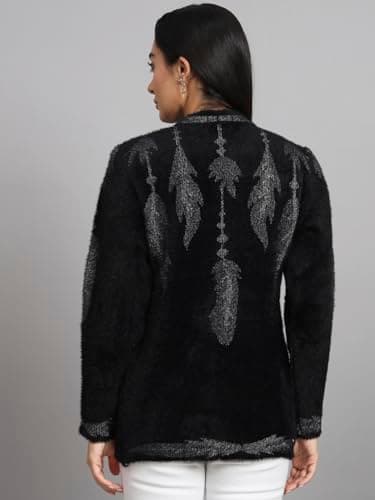 eKools Women's Winterwear Hair Woolen Sweaters Cardigans (Black, Large) 2