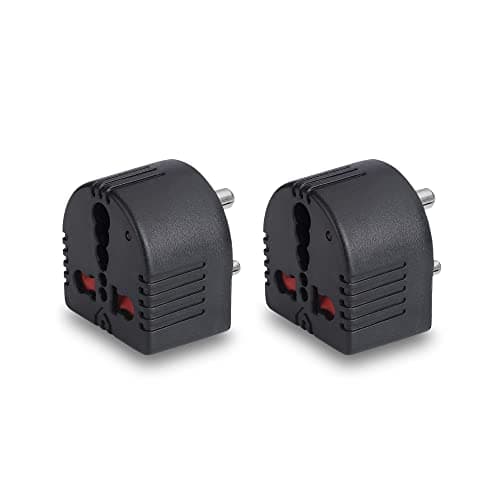 MX 2-Pack 3-Pin Universal Travel Adapter with Child Safety Shutter & Indicator – Converts US, UK, and Other Plugs to India, 5A to 15A Power Adapter