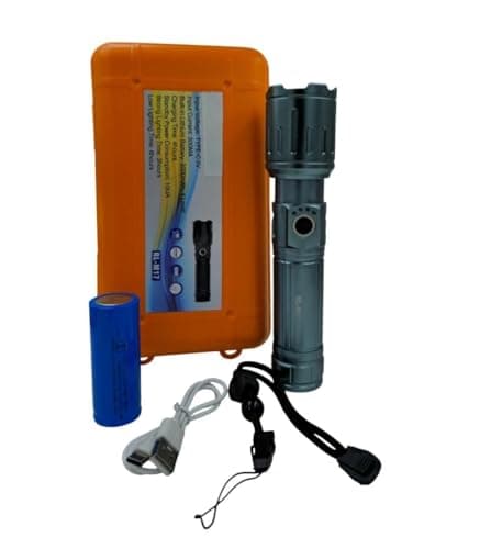 PICSTAR RL-M17 High Power 100W LED Torch, Metal Rechargeable Flashlight with 3000mAh Battery, Zoom Focus & Type-C Fast Charging for Outdoor Adventures 5