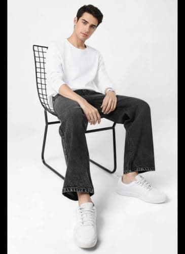 Men Straight Fit Grey Denim Jeans | Washed Casual Denim Pants | Comfortable Straight Leg Jeans for Men | Street Style & Office Casual Wear 5