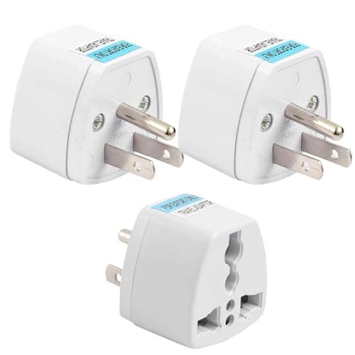 Type-B USA Converter Plug (Pack of 3) India to Canada Travel Adapter for USA, Canada, Mexico, Brazil, Philippines, Cuba, Thailand, Taiwan, Japan, Panama 3pin Plug