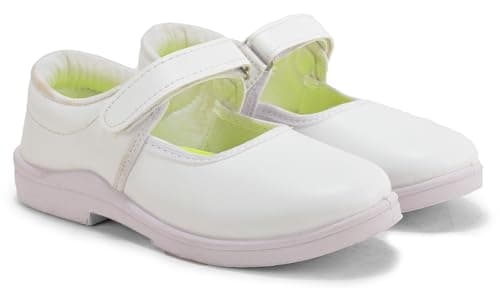 LUXEZA Girls Ballerina School Shoes | Black & White Uniform Shoes | Adjustable Hook & Loop Velcroo Closure | Memory Foam Cushion & Anti-Bacterial Technology | Lightweight, Comfortable, Durable & Anti- 3