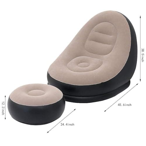 Drofail Inflatable Bean Bag Chair for Adults & Kids – Soft Flocked Air Sofa Lounge Seat, Portable Lazy Couch for Living Room, Bedroom Floor Chair (L Shape) 3