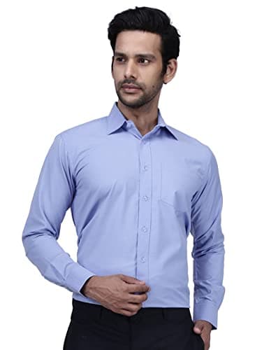 UNIFORM CRAFT ® - Mens formal Front Office Shirt, Ideal of male Nurses, Doctors, Hospital Staff, Housekeeping Staff (Light Blue, S-38 SIZE)