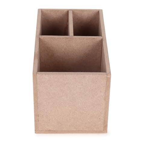 Wooden Desk Organizer with 3 Compartments, MDF Storage Box, Brown 3