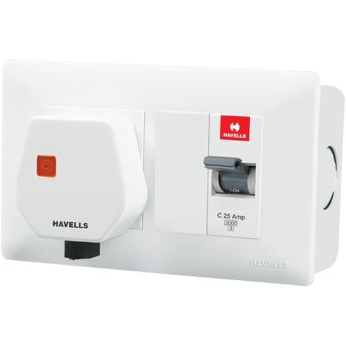 Havells DHDMCSN0251025 DBOXx MCB Protected Socket PVC Plastic Base Model (White) 2