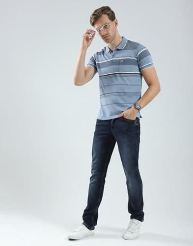 Monte Carlo Men's Regular Fit Polo T-Shirt | Half Sleeve | Striped Pattern| Casual Everyday Wear | Stylish & Comfortable Tshirt for Men Blue 3XL (Pack of_1) 5