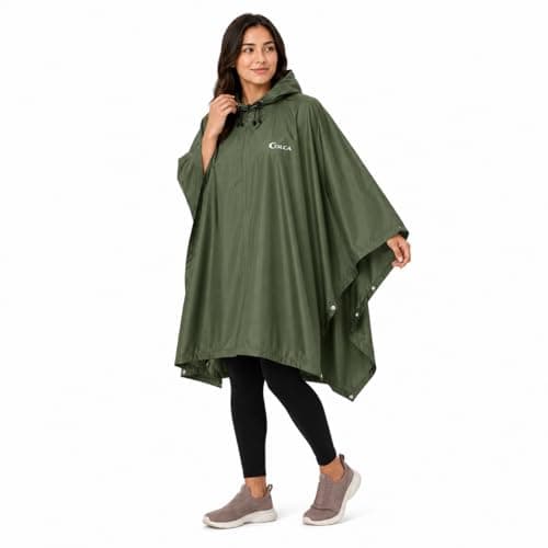 Colca Wild Rain Poncho for Women | Waterproof | Heavy Duty | Reusable | for Camping | Trekking | Hiking | Army | Urban Use | Olive Green