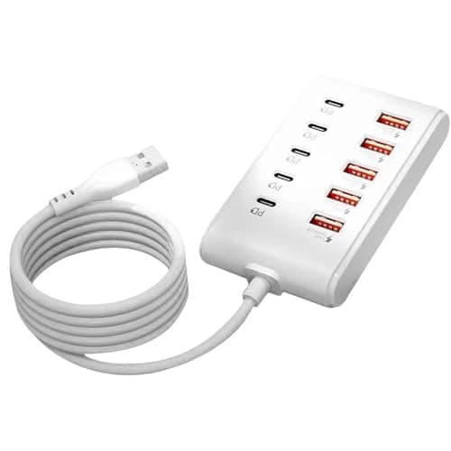 WISTAR USB Fast Charger, 10-Port Portable Charging Station, Suitable for Various Devices, Compatible for iPhone, iPad, Samsung, Google, Xiaomi, Huawei and Other USB Charging Devices