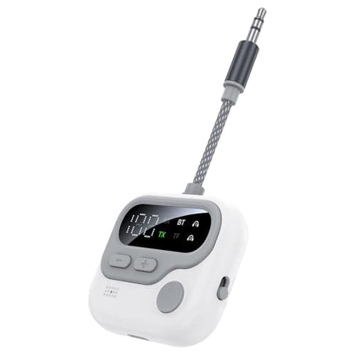 Tobo Bluetooth Transmitter Receiver, Airplane Bluetooth 5.4 Adapter Support Linking 2 Devices,Wireless Audio Adapter with Screen for in-Flight TV/PC/Car/Home Stereo/Speaker, Volume Control TD-1483WA