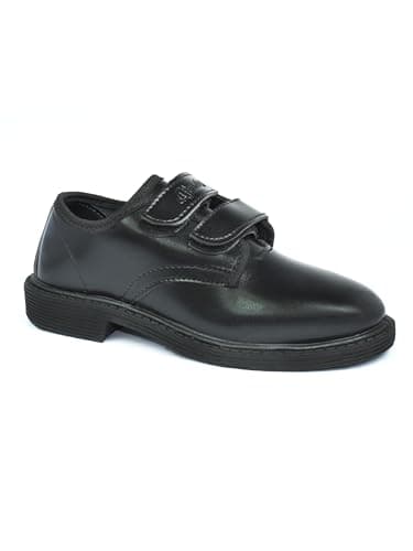 AJANTA School Shoes for Boys | Lightweight& Comfortable | Slip-on Uniform Dress Shoes with Velcro Closure for Quick Wear| Memory Foam Insole & Heel Pad | Anti Skid Outsole Black