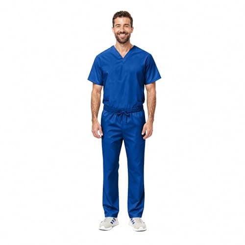 Natural Uniforms Unisex Scrub Set-Top and Pant Set (Standard Workwear Scrub Set), Dark Royal Blue, XX-Large 4