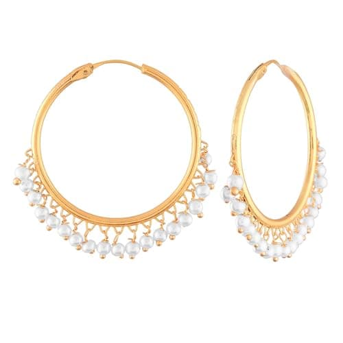 Peora Gold Plated Alloy Faux Pearl Chandbali Indian Traditional Earrings for Women 5