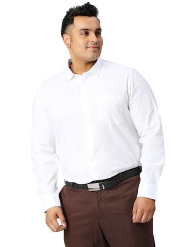 Thomas Scott Men Plus Size 100% Cotton Full Sleeves Formal Shirt (TS1342_White, 3XL)