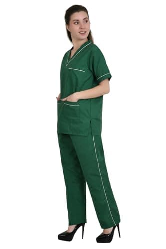 PRIME STORE INDIA V Neck 7-Pocket Scrubsuit | Flexible & Comfortable | Easily Accessible Pockets | Uniform for Doctors & Healthcare Workers (HUNTER GREEN, 32) 3