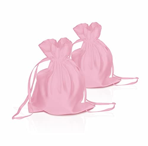 Pure Source India Metallic Satin Mix (13 * 16 cm) Organza Potli Bags Pouch Best Gift Item - Pink (Set of 12) 5