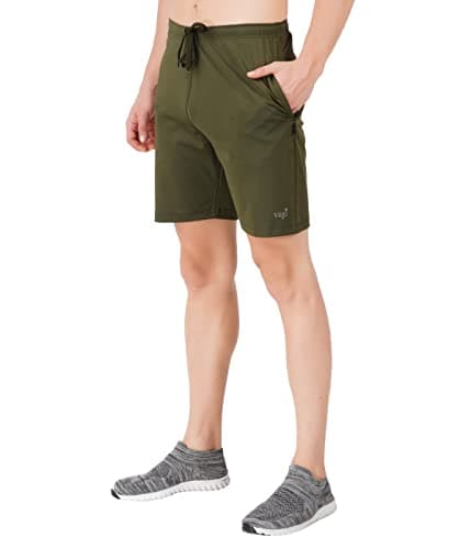 VEGO 4 Way Lycra Dry fit Shorts for Men, Four Way Lycra Half Pant for Men Olive Green 2
