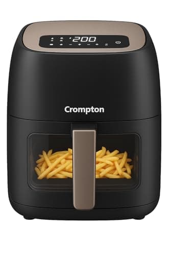 Crompton Ameo DLX 4.2L Digital Air Fryer with Live Cooking Window | 1450W Super Helix Heating | 7-in-1 Functions | Quick Fry Technology | Low Noise | Oil-Free Healthy Cooking | 2 Year Warranty