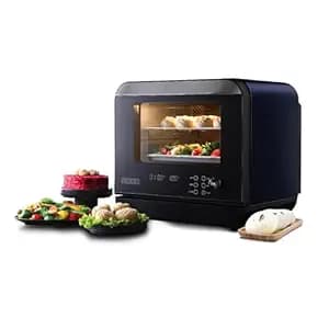 Usha iChef Steam Oven | Air Fryer | Steamer | 39 Pre-set Menus | 11 in-1 Functions | 3 Level cooking | Turbo Air Circulation | 1000 W Heating element and 800 W 3D Steam & 18L (Black)