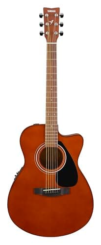 Yamaha FSX80C Semi-Acoustic Electric Guitar, Natural Wood Brown Finish, 6-String Folk Cutaway Body with Built-In Pickup & EQ System, Smooth Playability and Rich Tone, Made in India