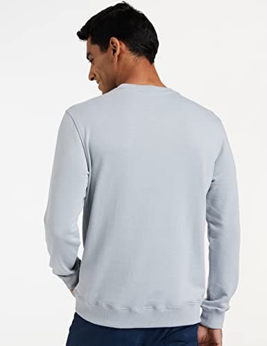 Amazon Brand - Symbol Men's Regular fit Solid Sweatshirt (AW18MNSSW01_Blue Haze_XXL) 2