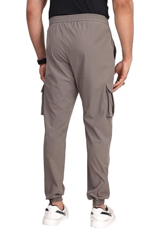 Big Button Men’s Cargo Joggers Trackpant | Lightweight Nylon Lycra Stretch Pants with Pockets | Casual, Sports, Travel & Streetwear 2