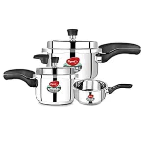 Pigeon By Stovekraft Special Stainless Steel Pressure Cooker with Outer Lid Induction and Gas Stove Compatible 2, 3, 5 Litre Capacity for Healthy Cooking(Special comb pack -IB)