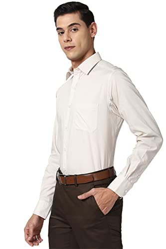 Peter England Men's Regular Shirt (PESFONUBR15296_Beige 42) 2