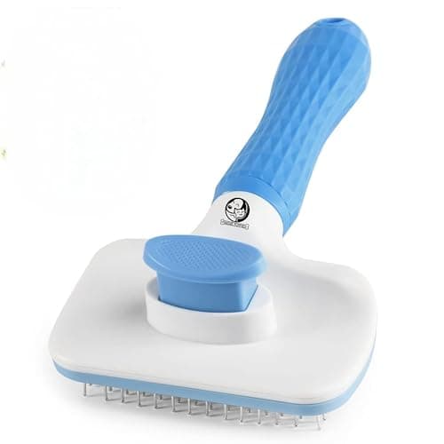 Foodie Puppies Self Cleaning Slicker Brush, Pet Grooming Shedding Brush for Dogs and Cats - Easy to Remove Loose Undercoat, Pet Massaging Tool Suitable for Pets with Long or Short Hair (Rectangular)