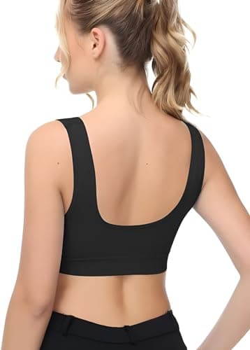 Womens Sports Bra Seamless Support Yoga Gym Stretch Activewear Workout Fitness Black 2