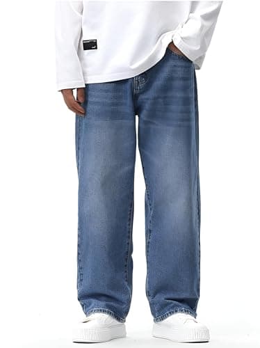 Ben Martin Light Blue Men Jeans || Baggy Fit Jean's for Man || Loose Fit High Rise Denim || Stretchable Casual Wear Jean,s || Dance Rap Rapping Style Pant for Men || Denim Cotton Jeans 32 (0)