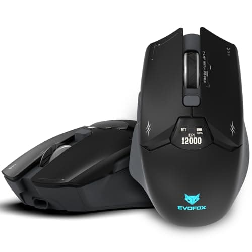 EvoFox Banshee 2 Tri-Mode Wireless Gaming Mouse (2X BT, 2.4G & Wired), PixArt 3311 Sensor, 1000Hz Polling Rate, 12,000 DPI, LCD Display, 6 Programmable Buttons, Software Support, Onboard Memory-Black