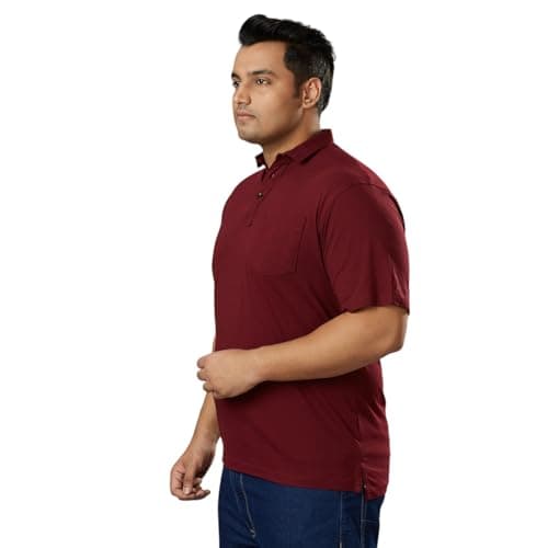 VAISHVIK Mens Plus-Size Polo Tee with Pocket Dark Red 6XL 54 Healthy Obese Hefty Bulky People 2