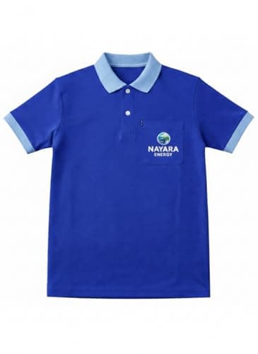 Nayara Energy Men's Polo T-Shirt, Royal Blue with Light Blue Collar and Sleeve Trim, Short Sleeve with Chest Pocket (in, Alpha, M, Regular) 4