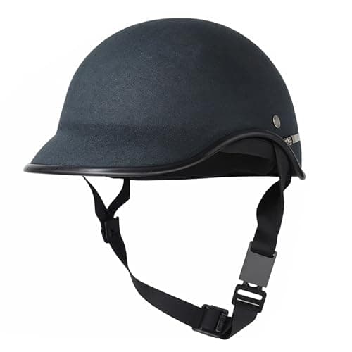 OTO2EYE Open Face Cap/Half Cap with Strap All Purpose Size M (Black)