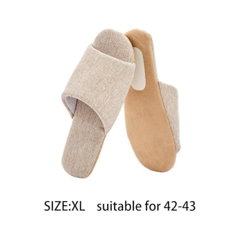 HEAVENGLOW House Slippers Cotton Linen for Men Women Japanese Home Slippers Slides Beige 42 43|Clothing, Shoes & Accessories|Womens Shoes|Slippers|Package Includes:1 Pair of Indoor Slippers 2