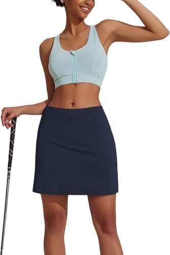 Nora Nico Women's High Rise Flared Stretchy Opaque Skater Skirts with Shorts (skarter-Skirt-Oxford-Blue-m) 3